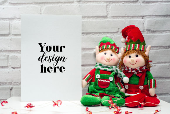 Christmas A4 Card Mockup. Elf Mockup 29. for Christmas Amp