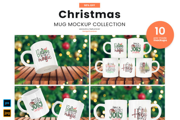 Christmas Coffee Cup Mockup PSD for Mugs Amp