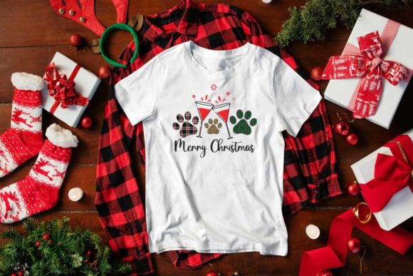 Christmas Dog Paw Pattern Designs and Print Templates