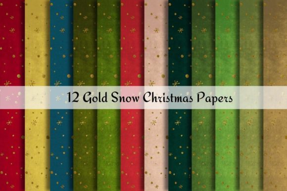 Christmas Golden Snow Digital Papers and Backgrounds