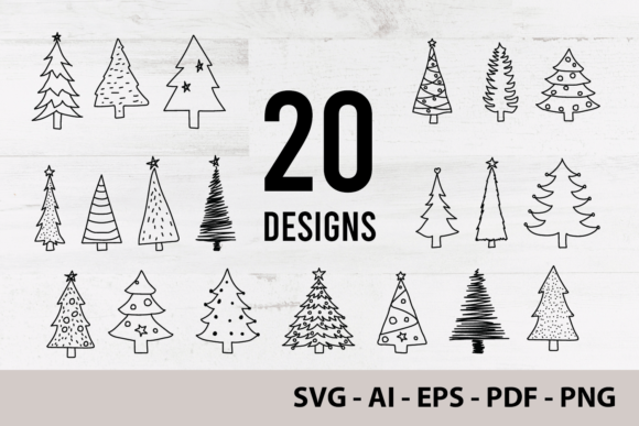 Christmas Tree Clipart Black and White and Print Templates