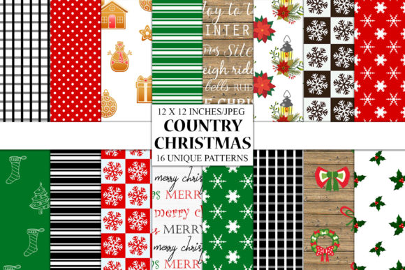 Country Christmas Digital Papers and Patterns
