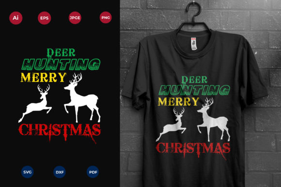 Deer Hunting Christmas Tshirt Design