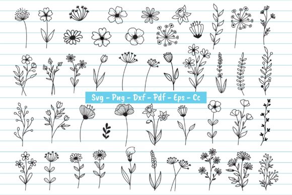 Flower Svg Flower Bundle Svg Wildflowers and Print Templates