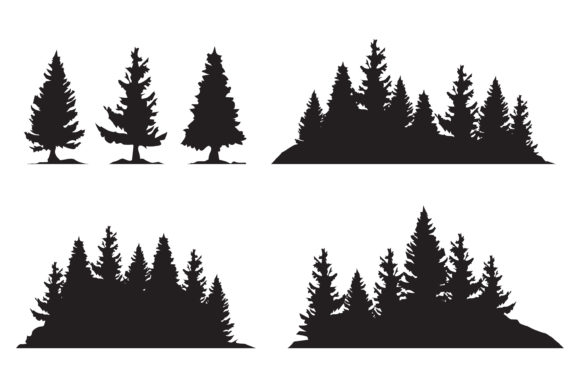 Set of Vintage Christmas Tree and Forest